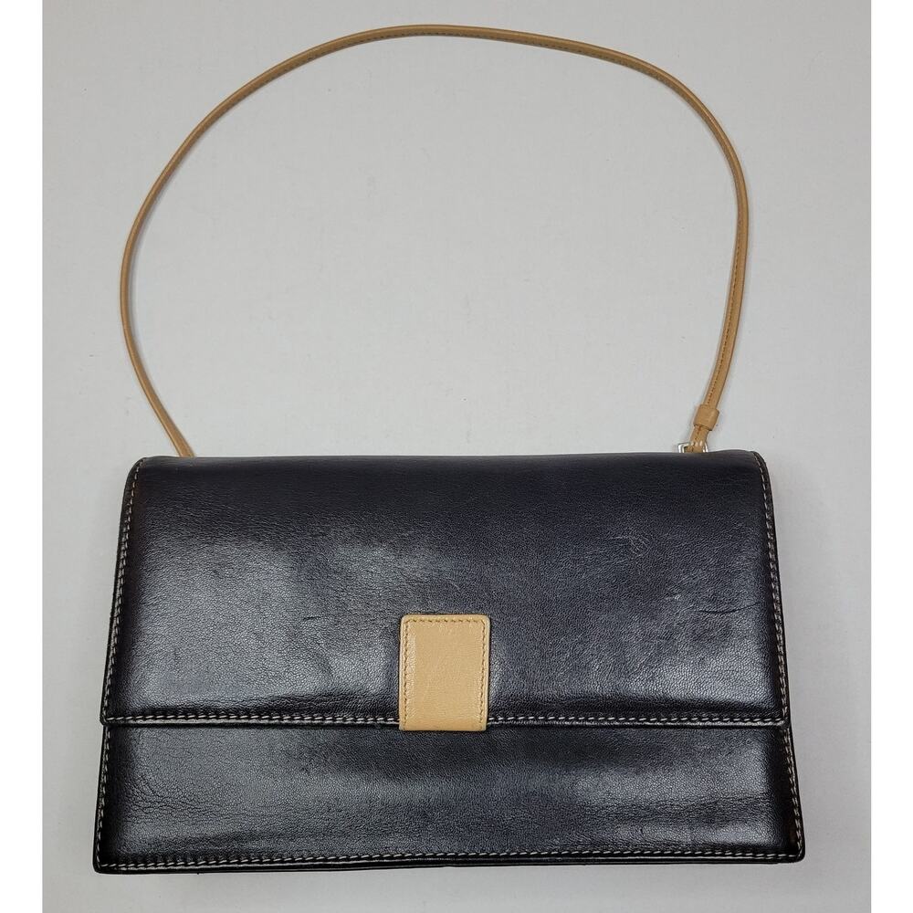 Caterina Lucchi Brown & Tan Italian Leather Shoulder Hand Bag Purse 8.5 x 5.5x 2